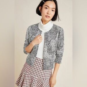 Anthropologie Dolan Eva Left Coast Marbled Textured Cropped Open Blazer Jacket